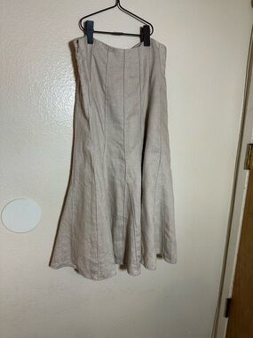 J. Jill Light Beige A-Line Linen-Blend Skirt